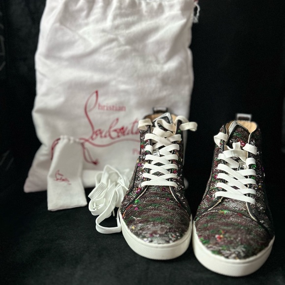 Authentic Luxury sneakers sequins classic. Red bottoms - Picture 9 of 12